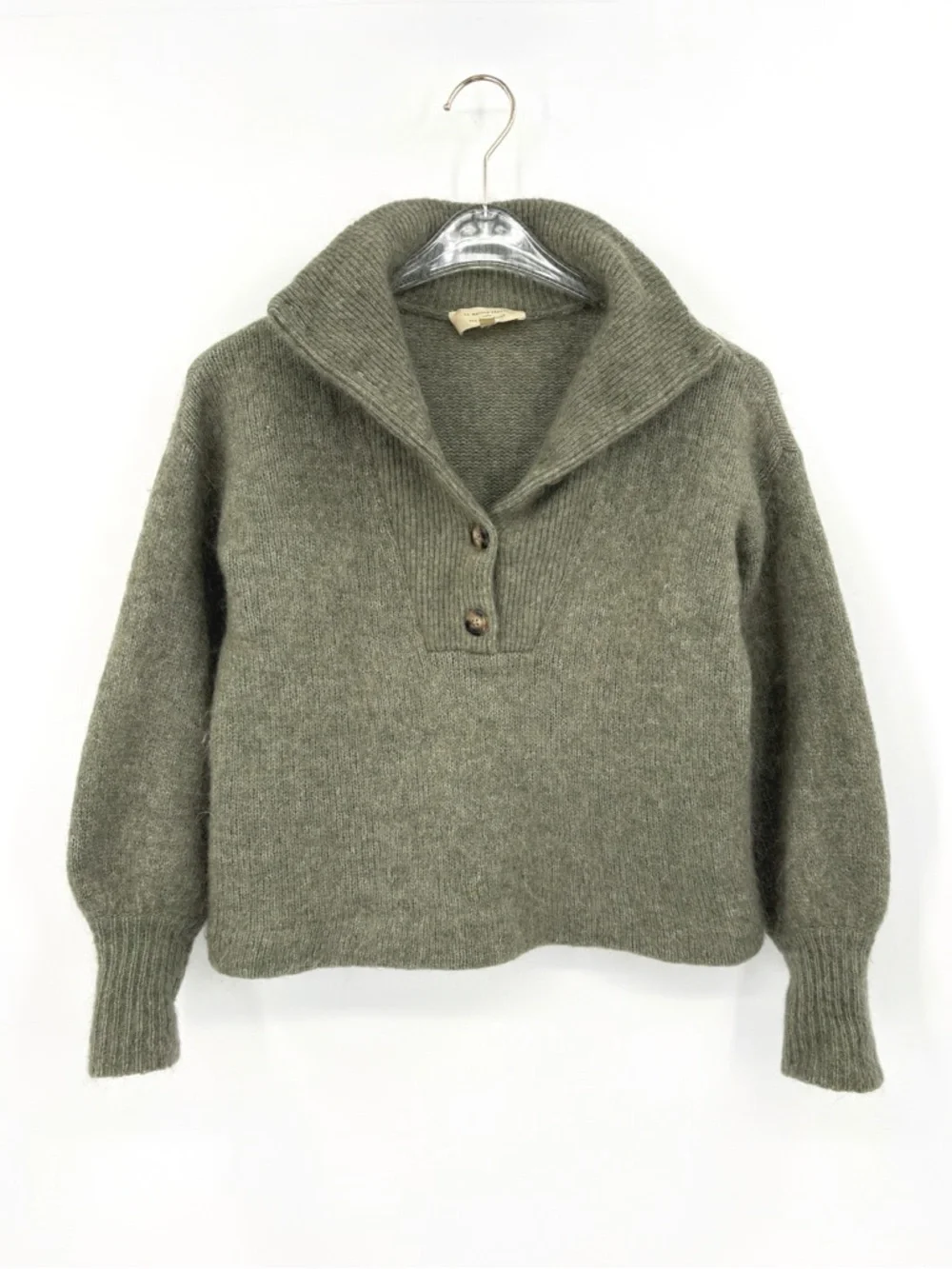 SÉZANE Mika Wool Mohair Sweater Jumper Olive Green XS - Picture 4 of 11